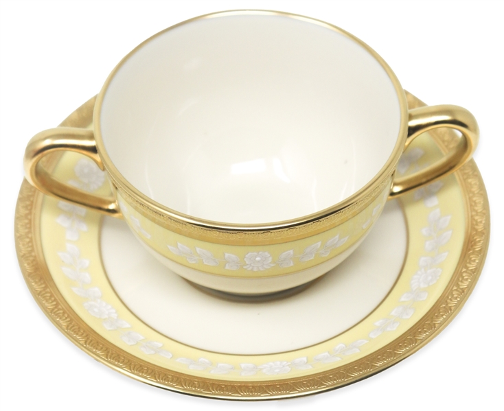 Bill Clinton White House China Bouillon Soup Bowl and Saucer to Honor the 200th Anniversary of the White House
